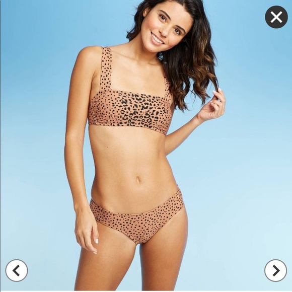 Leopard bralette square neck adjustable bikini XS - Picture 2 of 6